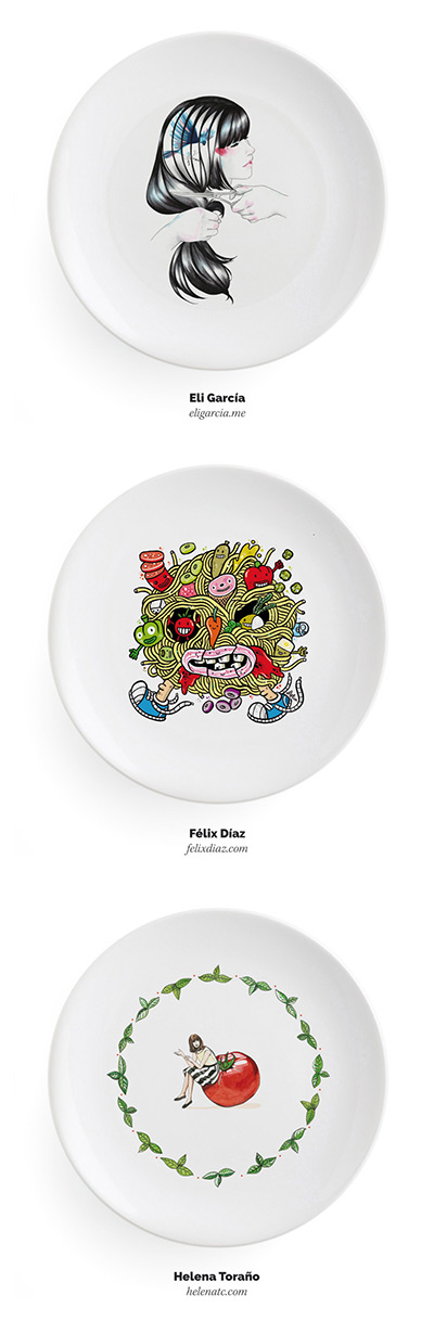 盘子上的艺术插画:仿佛嗅到美食和烹饪的味道