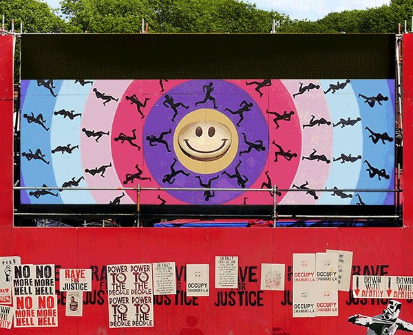 等多位街头艺术家的经典作品做成 gif 动图的abvh,他只是在涂鸦上面加