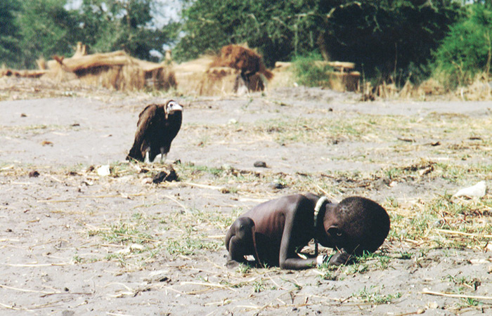 「饥饿的孩子和秃鹫 starving child and vulture」 by kevin carter