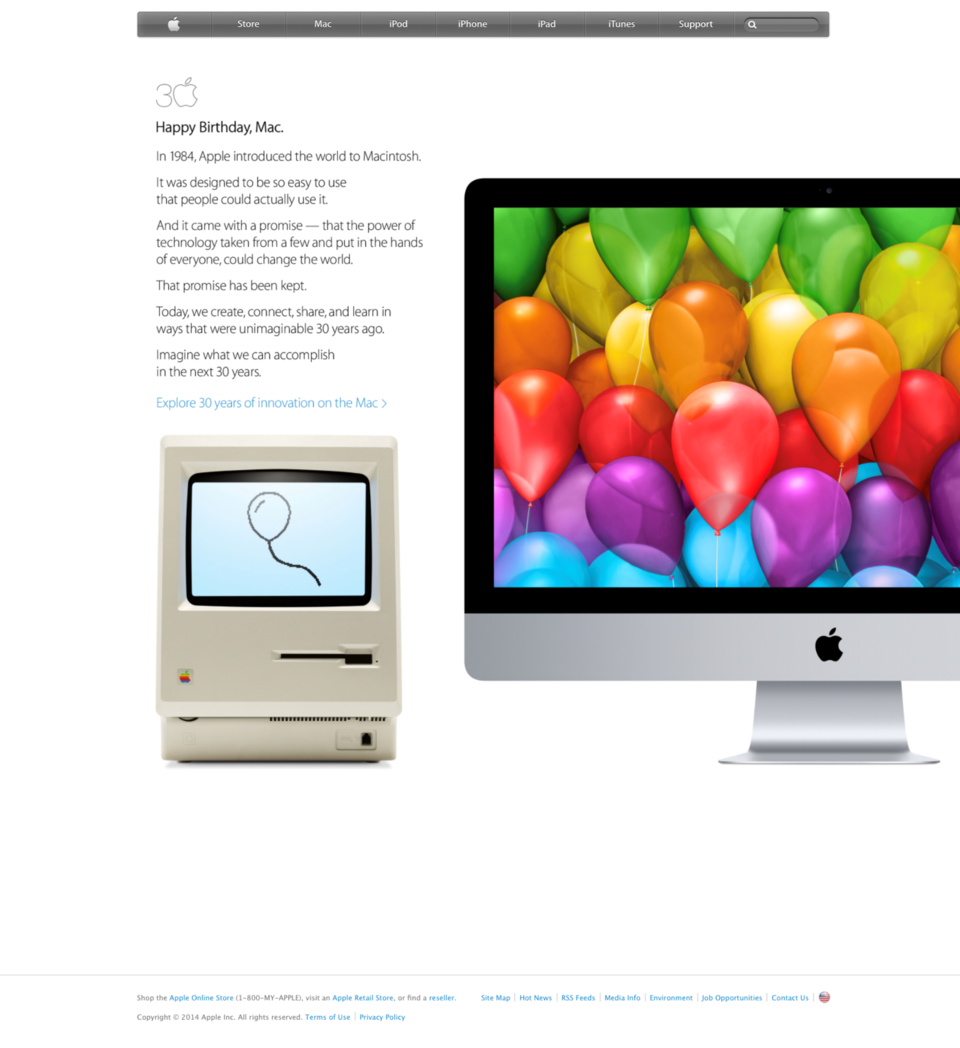 imac 30 周年美国版纪念页面