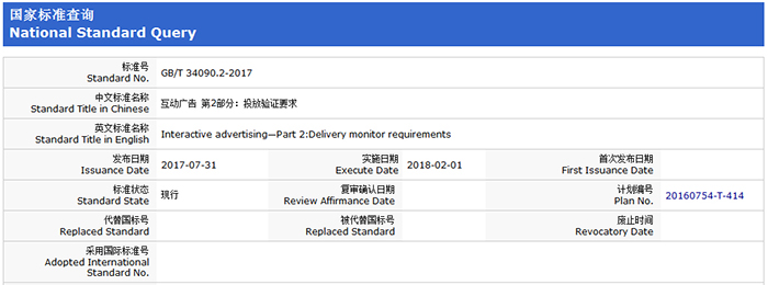第145项,GB/T 34090.2-2017,互动广告第2部分——投放验证要求 第145项,GB/T 34090.2-2017,互动广告第2部分——投放验证要求
