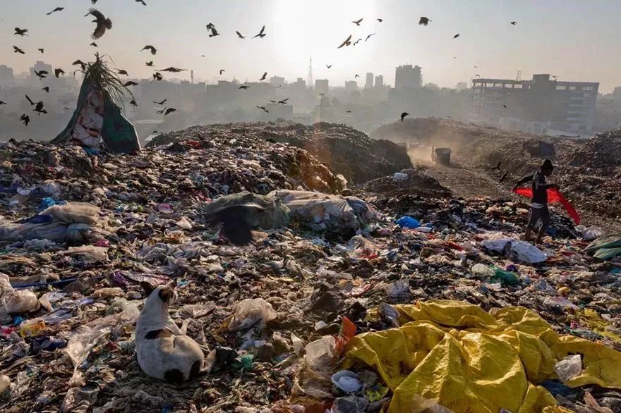 被生活垃圾污染的城市