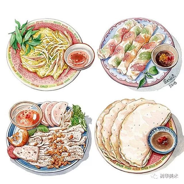 把美食最好的模样,用水彩绘画出来,向粉丝们展现世界各地美食