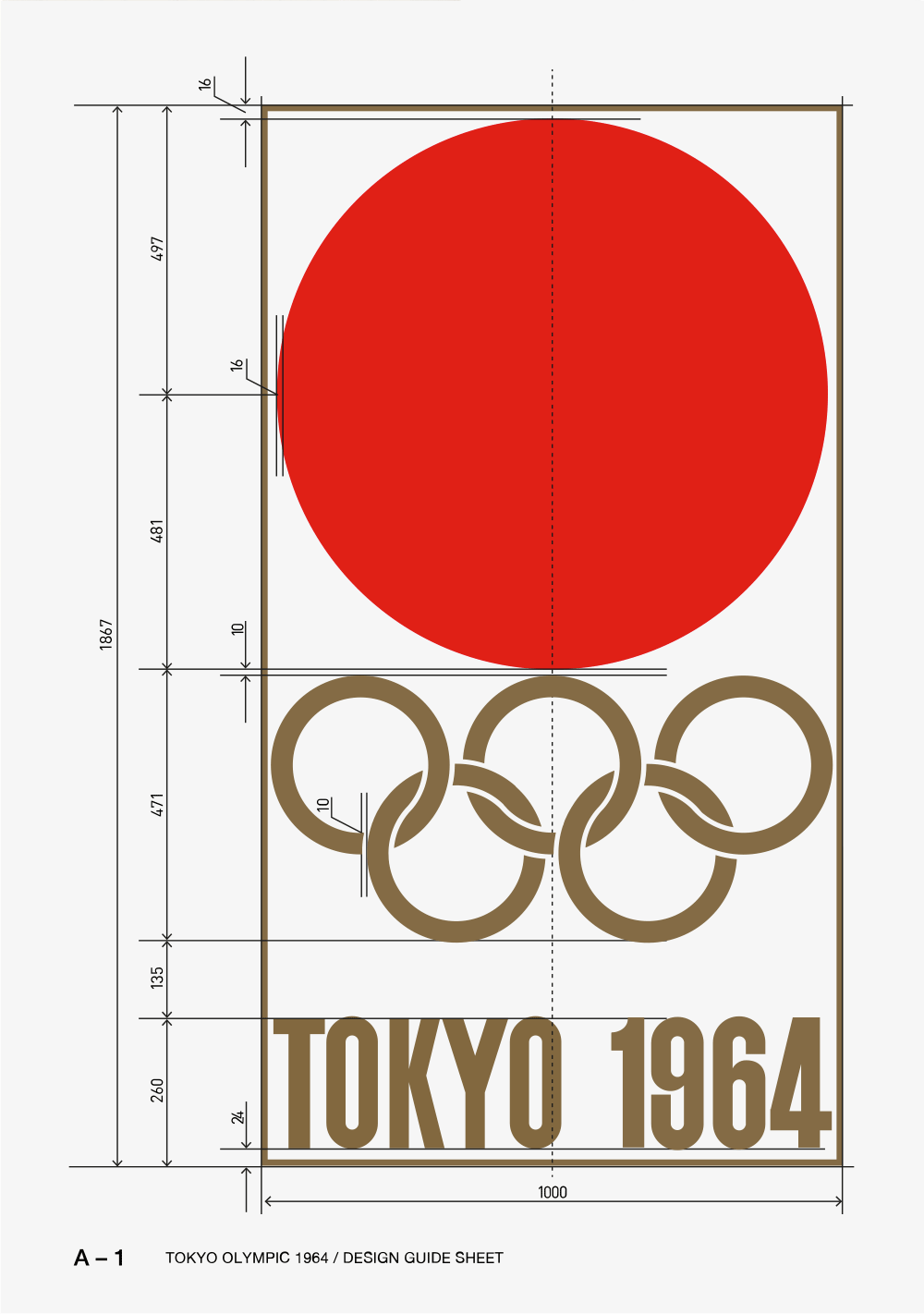 东京1964奥运会会徽由被誉为日本现代平面设计之父的龟仓雄策(yusaku