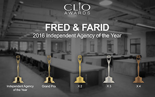 FRED & FARID 荣膺 2016 Clio Awards 年度最佳代理商称号