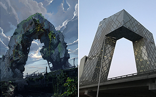 一系列插画《北京之后》,描绘北京千年后的景象