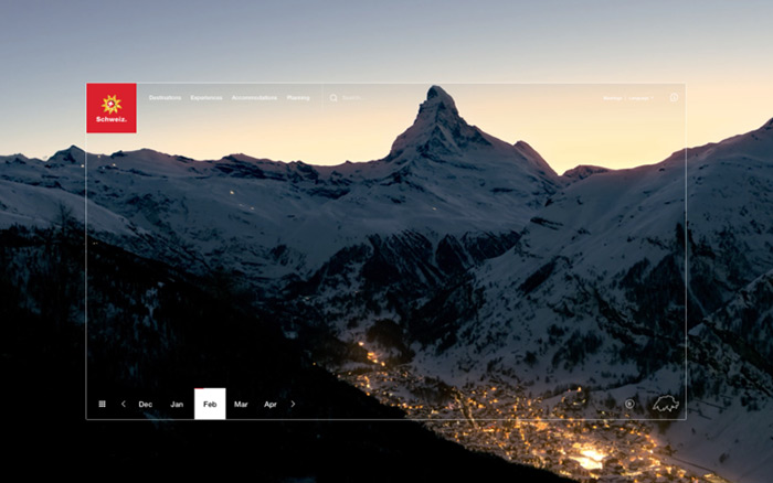 瑞士旅游门户网站换新，用“直观体验”的方式展现风景