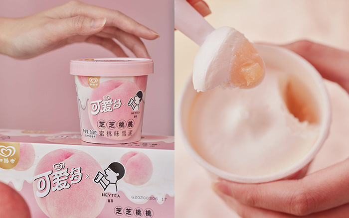 可爱多×喜茶推出新口味雪泥：芝芝桃桃亮相，粉它！