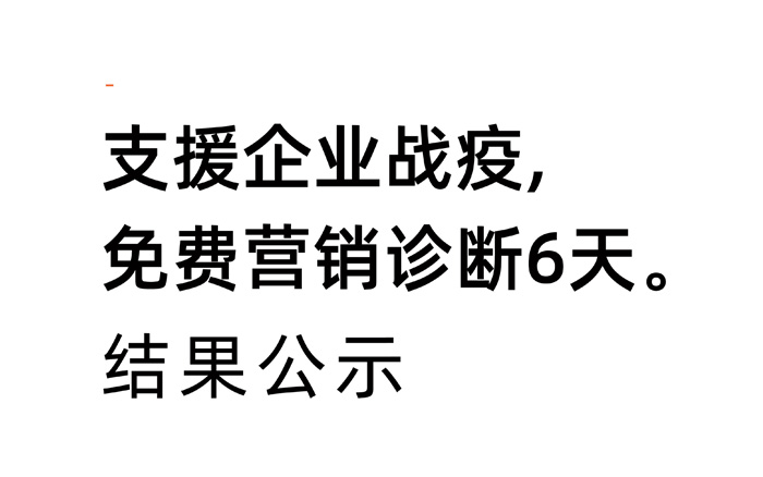 “支援企业战疫，免费营销诊断6天”结果公示