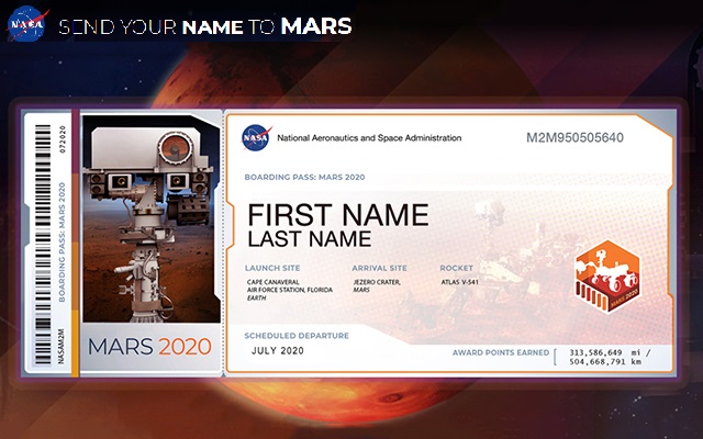 美国航天局：把你的名字送上火星