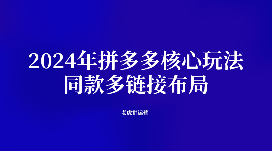 2024年拼多多核心玩法：同款多链接布局