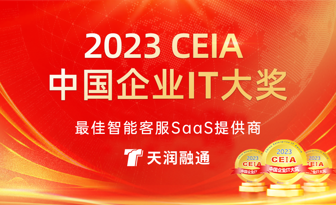 天润融通荣获2023 CEIA 中国企业IT大奖