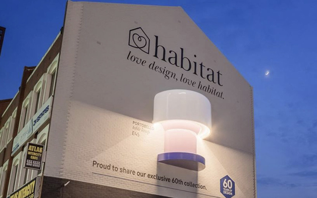 家居品牌Habitat：会发光的3D户外广告牌，好吸睛