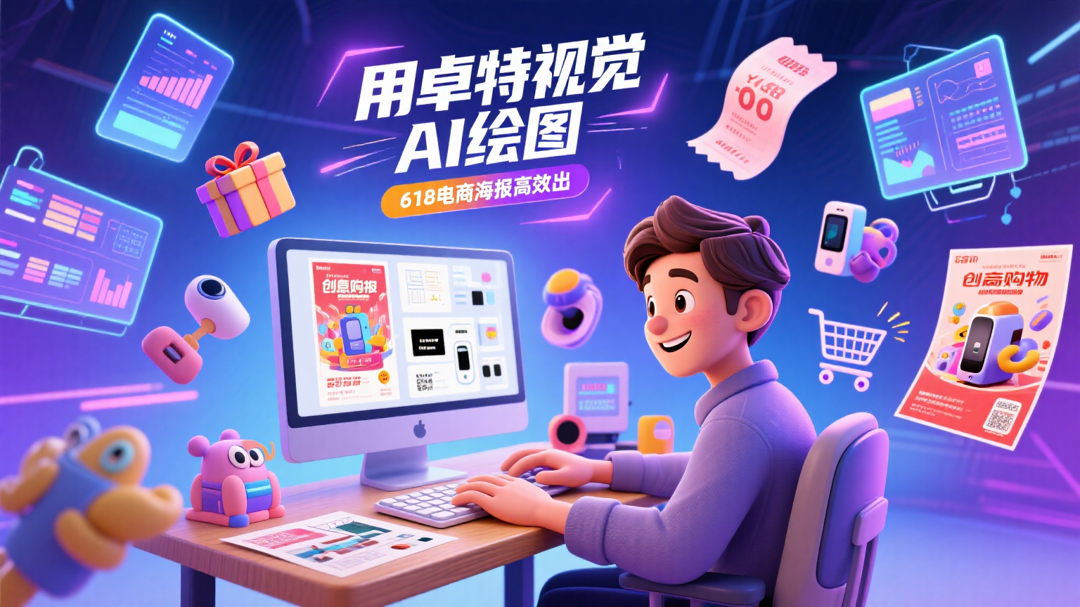 618 電商海報(bào)高效出圖 | 9套618 AIGC描述詞復(fù)制描述一鍵直出 - 卓特視覺(jué)（含家電 / 母嬰 / 數(shù)碼 / 健康等）