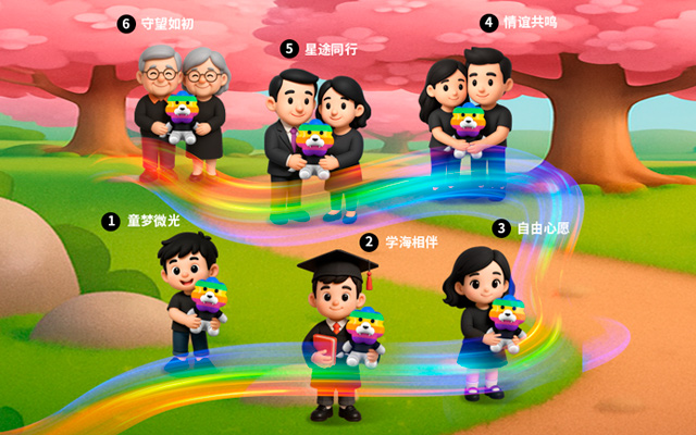 把「希望」設(shè)計(jì)成禮物，獻(xiàn)予六段彩色人生，彩虹獅花灣毛絨玩具