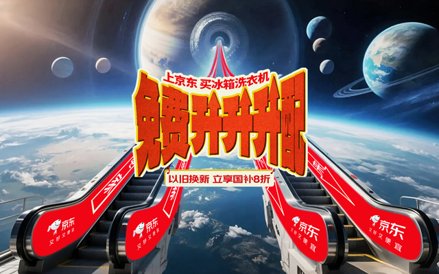 京东815：电梯广告看腻了，那就整个扶梯广告