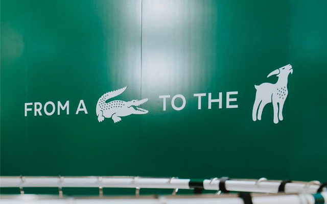 Lacoste为支持代言人，鳄鱼logo变山羊