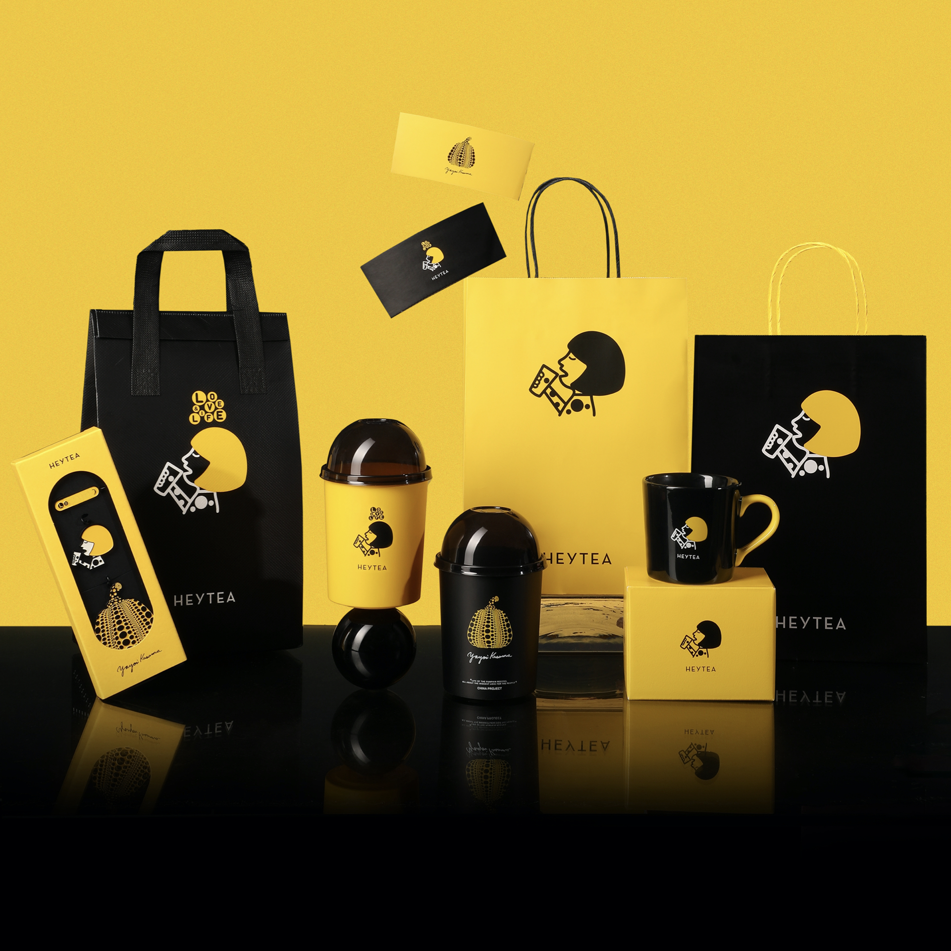 喜茶跨界合作草间弥生，以经典波波茶系列碰撞波点艺术