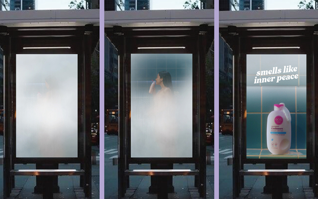 美国个护品牌eos，把淋浴间搬进广告牌