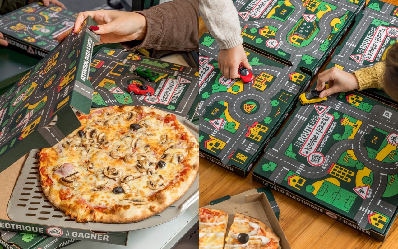 法國披薩品牌，改包裝盒為兒童游戲墊