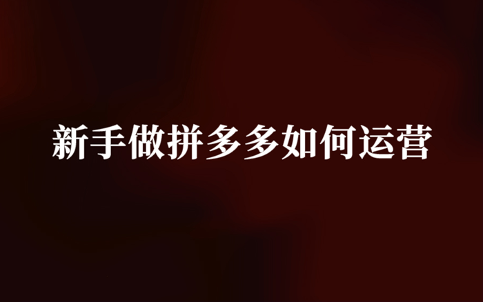 新手做拼多多，如何运营