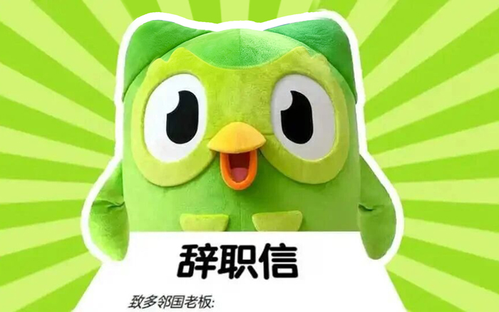 多邻国多儿为爱裸辞，全网都在给它发offer