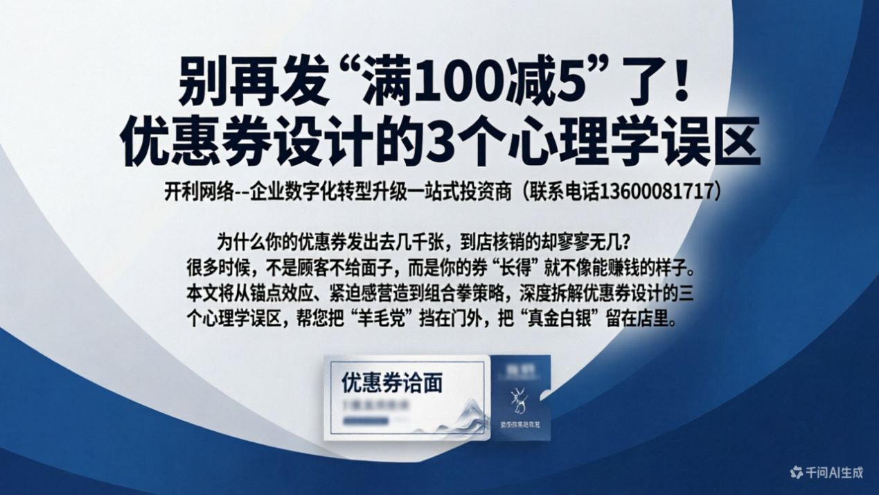 别再发“满100减5”了！优惠券设计的3个心理学误区