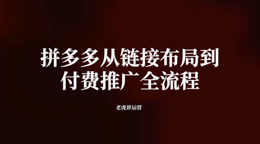拼多多从链接布局到付费推广全流程