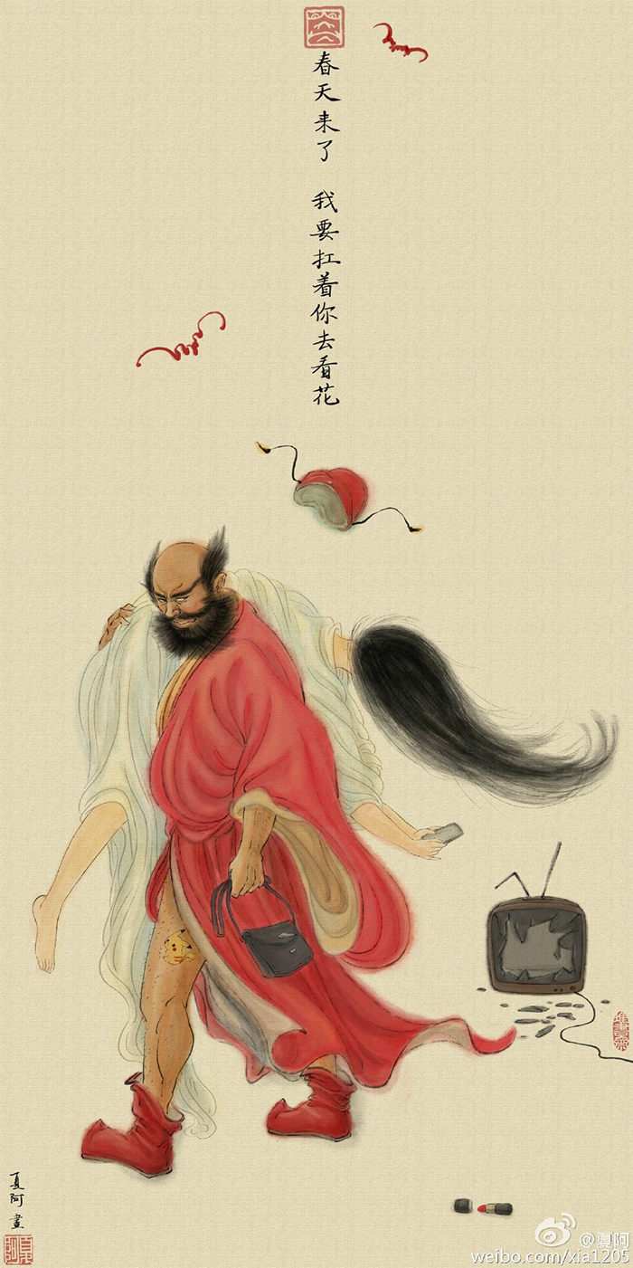 国画届的“网黄”夏阿,脑洞神作穿越古今 - 数英