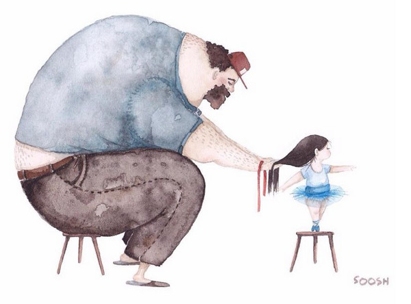 父亲节暖心手绘插画家snezhanasoosh和女儿的日常