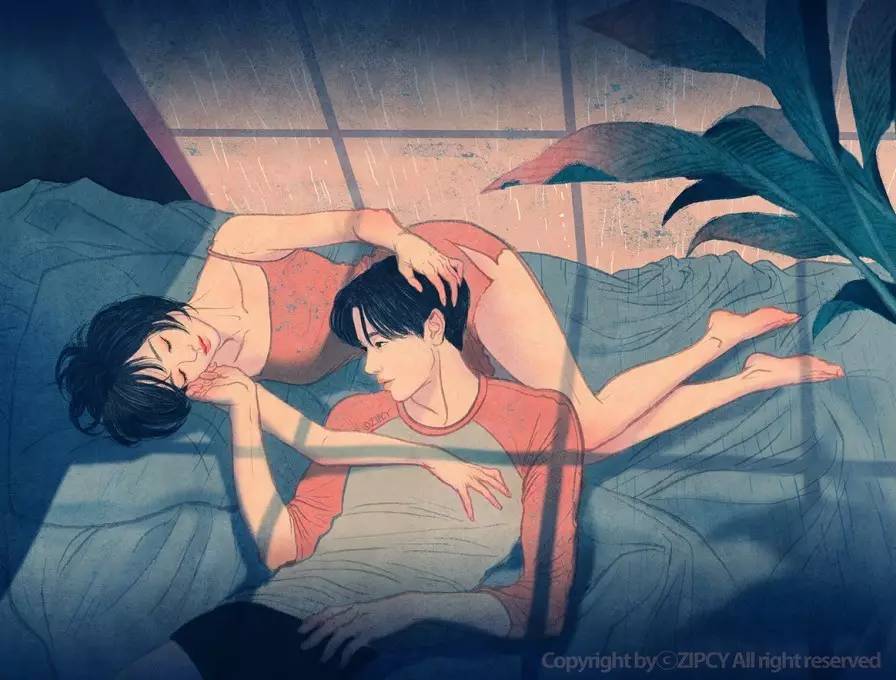 插画师zipcy笔下一组情侣之间甜腻腻的日常,让人心跳加快