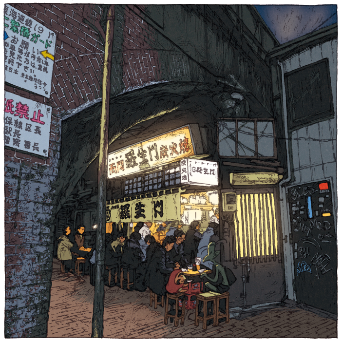 日本小哥3年为东京手绘100张插画看完想把年假用光