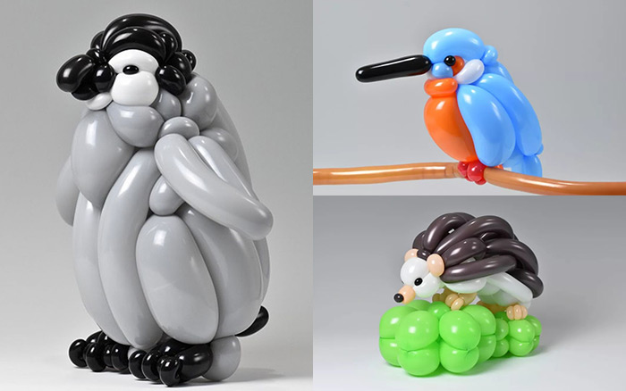 一位日本工程师用扎气球的方式创造了一个动物王国