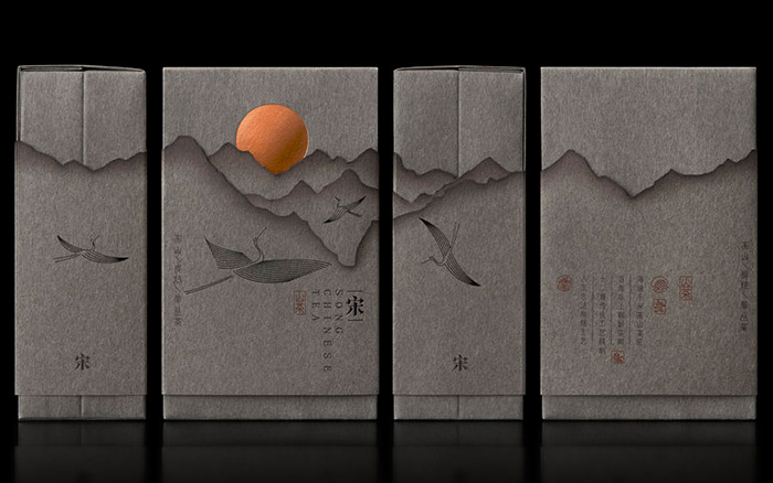 宋山茶在包装上呈现中国山水画