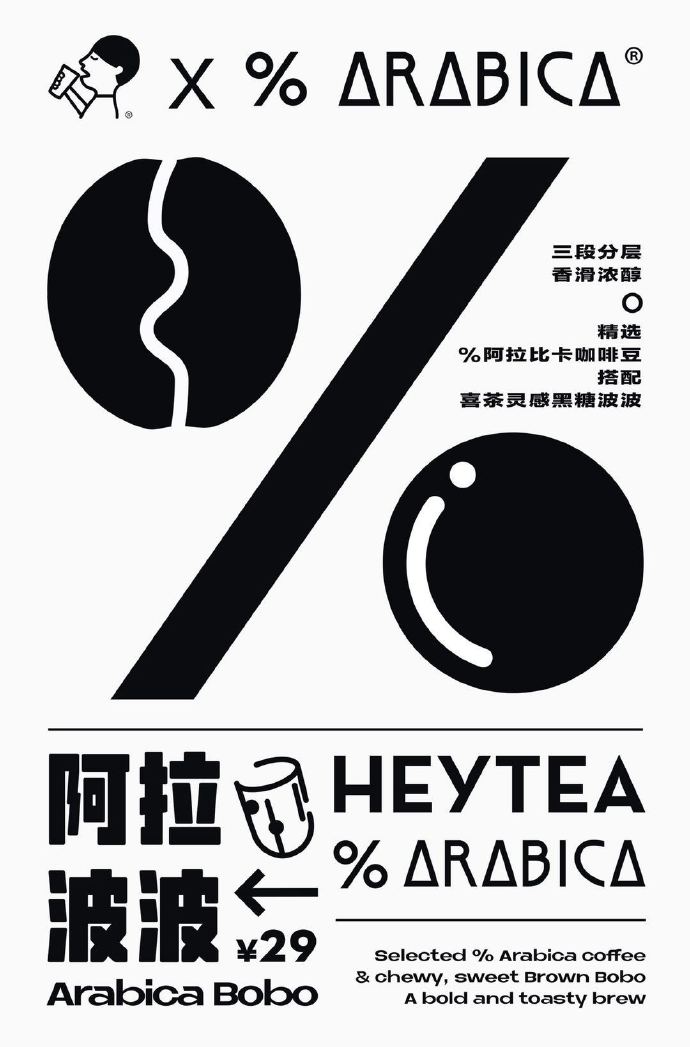 喜茶×Arabica Coffee联名快闪店开张，来喝一杯「阿拉波波」