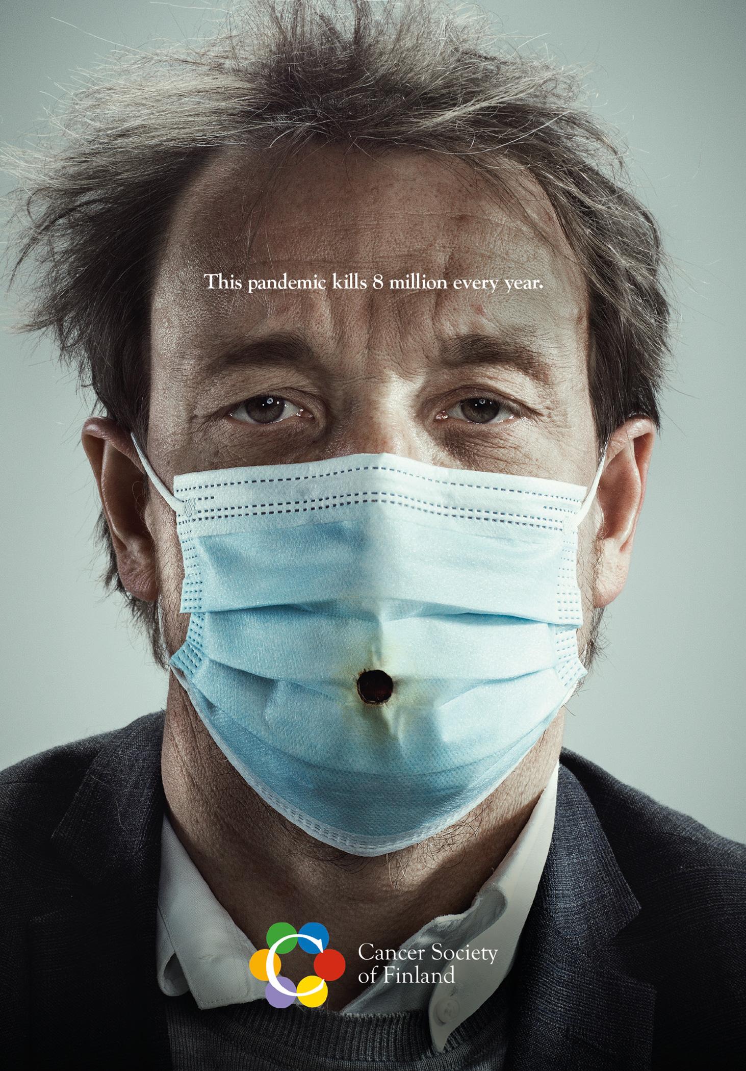 新冠疫情被蹭热点芬兰推出系列反吸烟海报