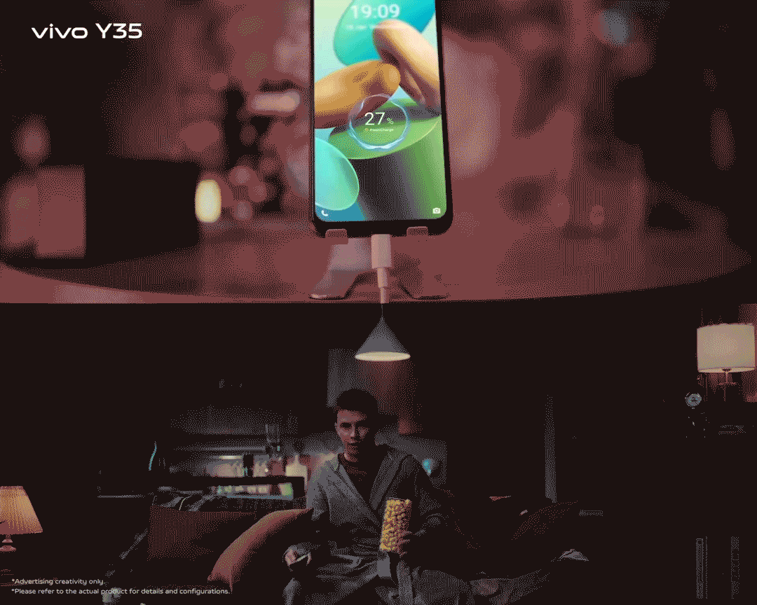 vivo Y35拥有44w闪充，超快回电能力