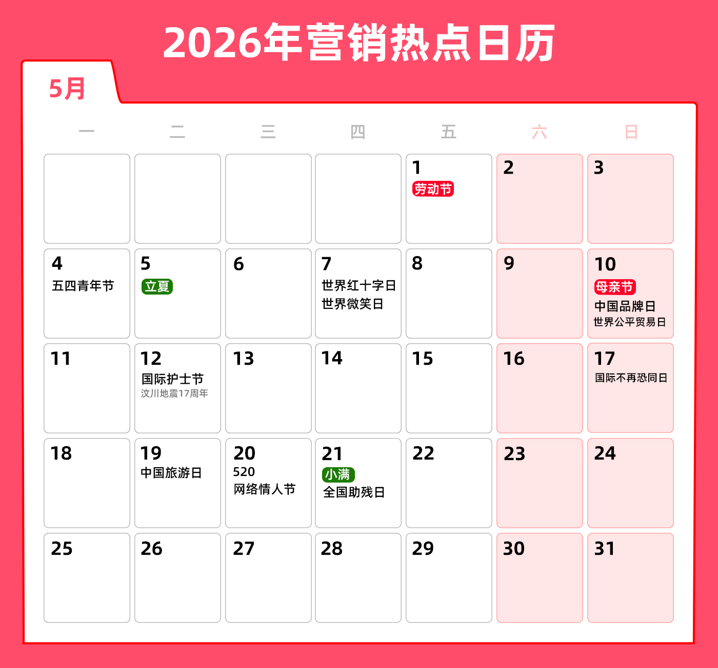 文章频道 - 5月营销热点日历 | 劳动节、青年节、母亲节、520、小满