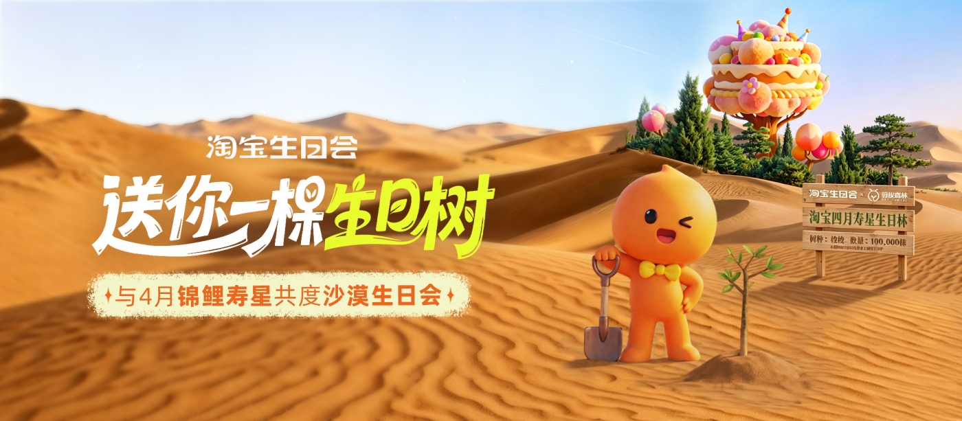项目频道 - 淘宝生日会送你一棵生日树！种在阿拉善的沙漠里